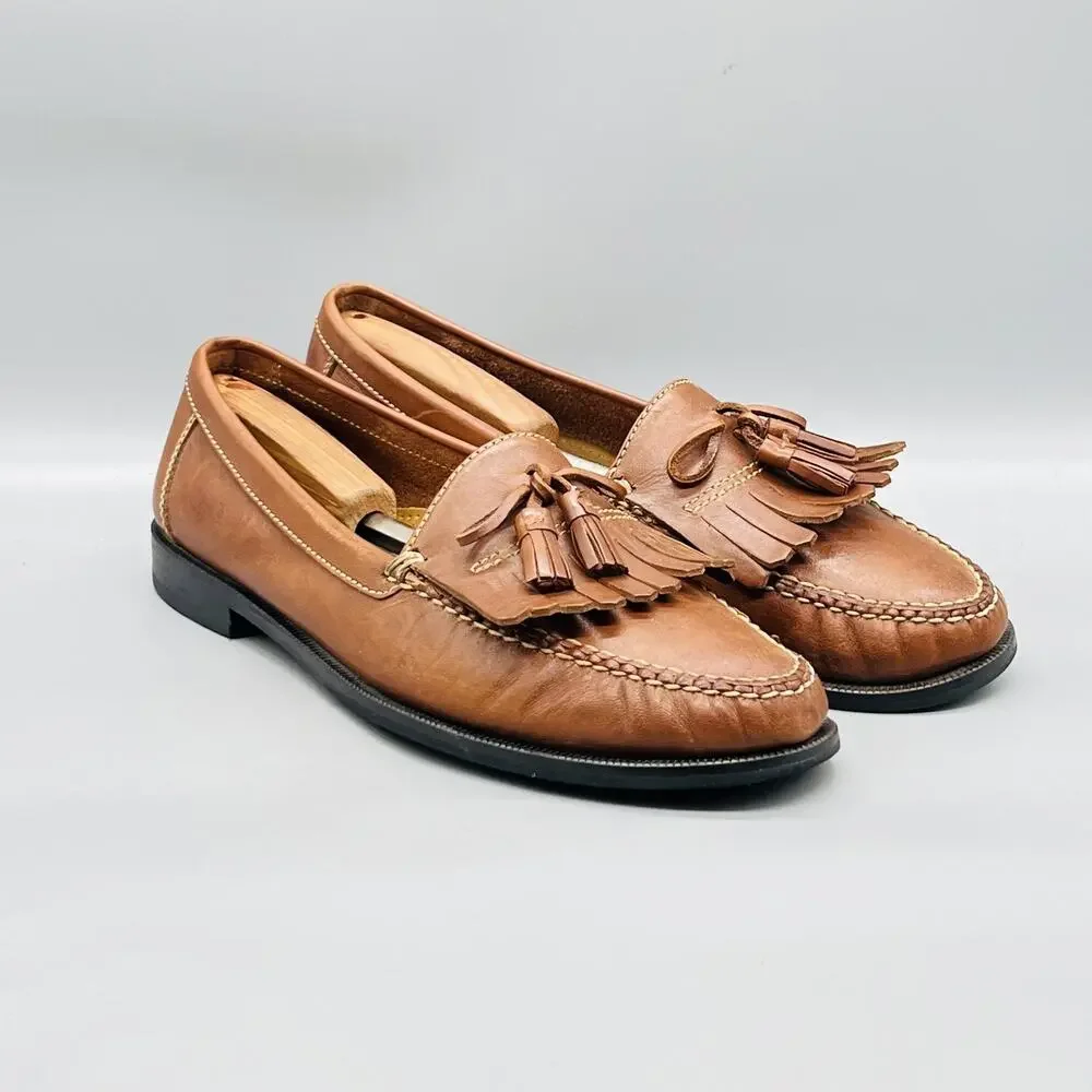 Cole Haan Shoes Men 10 Brown Leather Tassel Loafers Slip On Dress Classic